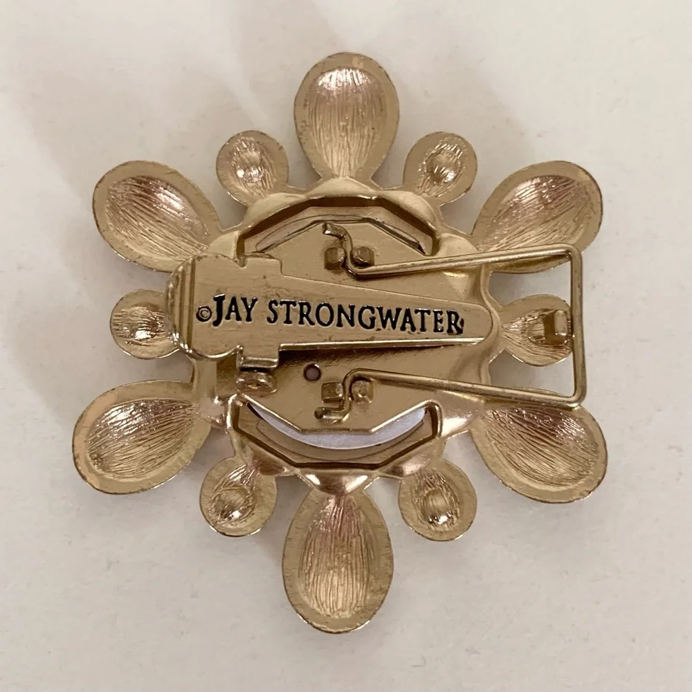 Jay strongwater crystal and enamel frame pin
